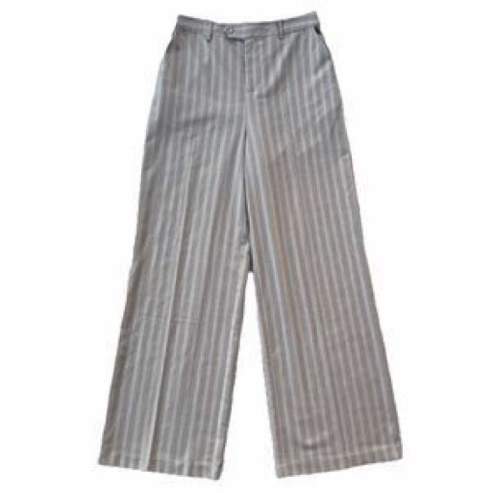 7 For All Mankind Cream Striped High Rise Wide Leg Pants -Size 12